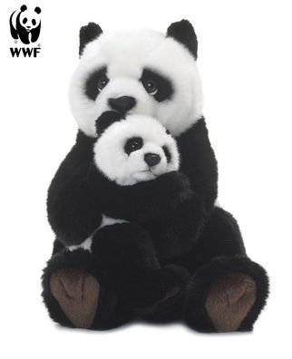 WWF Plüschtier Pandamutter mit Baby (28cm) lebensecht Kuscheltier Stofftier NEU