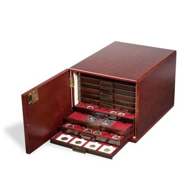 Münzbox-Kabinett für 10 Standard-Münzboxen, mahagonifarben (301415)