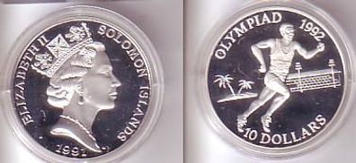 10 Dollar Silber Münze Salomonen Inseln 1992 PP
