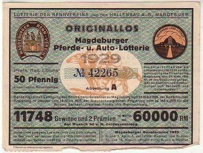 Los der Magdeburger Pferde- und Auto- Lotterie 1929