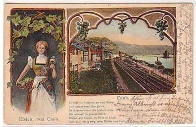 37927 Ak Lithografie Caub Eisenbahn u. Elslein-Reim 1915