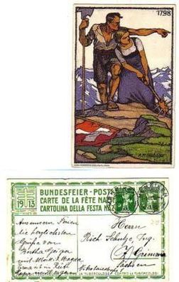 35077 Ganzsachen Ak Schweiz Bundesfeier August 1913