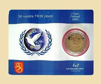 2 EURO Coincard "50 Jahre UN" Finnland 2005