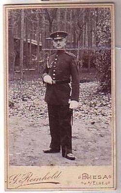 29506 altes Kabinettfoto Soldat Riesa a. Elbe um 1915