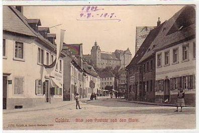 37689 Ak Colditz Blick nach Postamt und Markt 1909