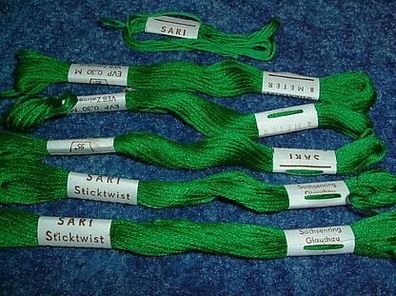 5 Lagen + 1 Reste Stickgarn / Sticktwist-Farbe grün