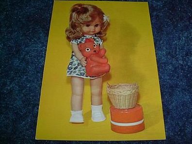 2868/ Postkarte-Puppe mit Quitscheteddy
