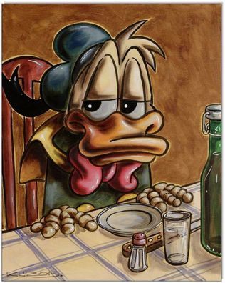 Klausewitz: Original Acryl auf Leinwand: Donald mit Picassos / 40x50 cm