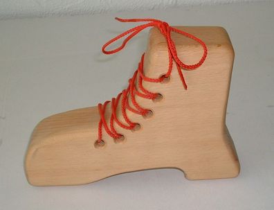 Lernschuh für Kinder - Schuhe binden lernen mit diesem tollen Holzschuh