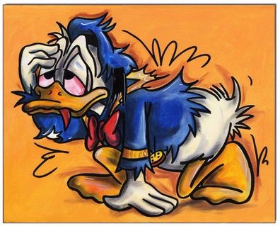 Klausewitz: Original Acryl auf Leinwand: Donald Duck It´s a hard day! / / 40x50 cm