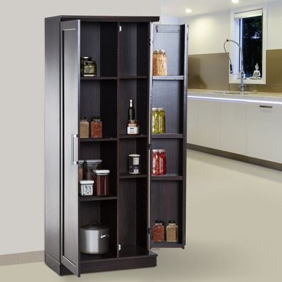 Homcom® Küchenschrank Küchenregal Küchenmöbel Doppeltür 7 Brette einstellbar