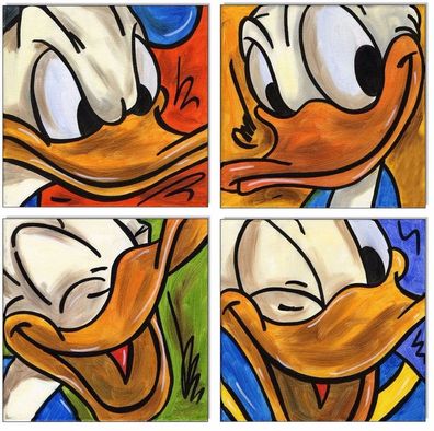 Klausewitz: Original Acryl auf Leinwand: Donald Duck VI / 4 Bilder à 60x60 cm