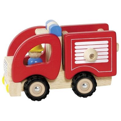 Feuerwehrauto, Feuerwehr-Fahrzeug aus Holz, ab 2 Jahren, goki 55927