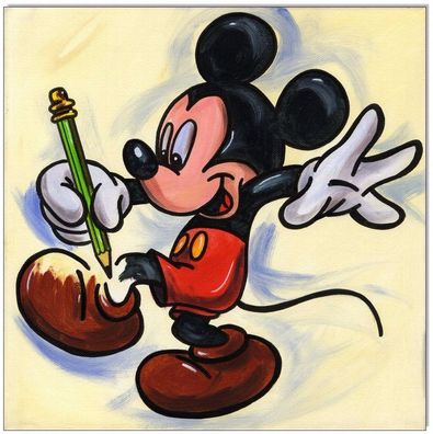Klausewitz: Original Acryl auf Leinwand: Mickey Mouse Drawing / 30x30 cm