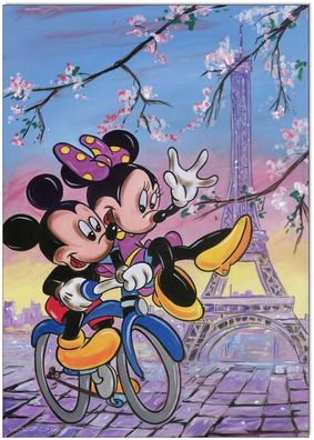Klausewitz: Original Acryl auf Leinwand: Mickey & Minnie: Un amour à Paris / 50x70 cm