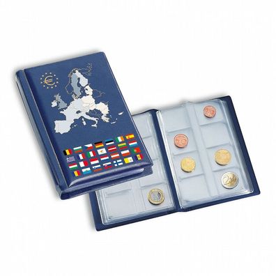 Leuchtturm Taschenalbum ROUTE für 12 Sätze Euro-Kursmünzen blau (330102)