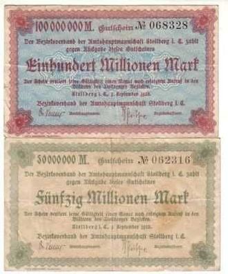 2 Banknoten Inflation Amtshauptmannschaft Stollberg
