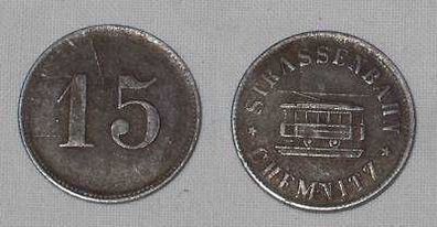 15 Pfennig Notgeld Strassenbahn Chemnitz um 1918