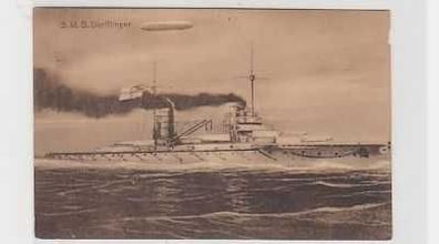 36138 Ak Kriegsschiff SMS Derfflinger mit Zeppelin 1915