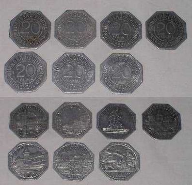 7 x Münzen Notgeld Nürnberg Fürther Straßenbahn um 1920