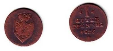 1 Pfennig Kupfer Münze 1826 Schaumburg Lippe