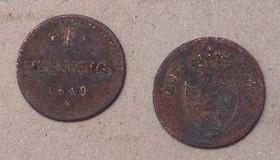 1 Pfennig Kupfer Münze 1819 Hessen Darmstadt