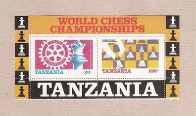 Tansania - Motivblock Schachweltmeisterschaft Rotary Inter.1986 xx