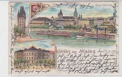 37989 Ak Lithographie Gruss aus Mainz 1901