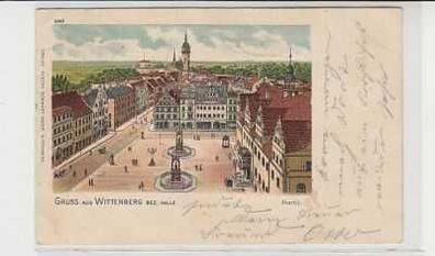 37992 Ak Lithographie Gruß aus Wittenberg Markt 1901