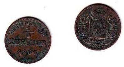 kleine 1/4 Kreuzer Münze 1866 Schwarzburg Rudolstadt