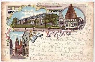 39586 Ak Lithographie Gruss aus Hannover 1900