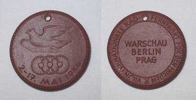 Porzellan Medaille Meißen Friedensfahrt 2.-17. Mai 1954