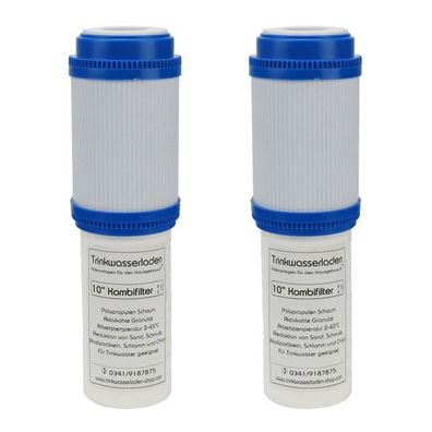2 x Kombifilter Wasserfilter Sediment / Aktivkohle 10" zur Wasserfilterung Vorfilter