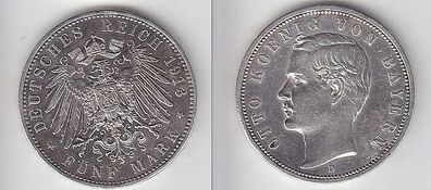 5 Mark Silber Münze Bayern König Otto 1913
