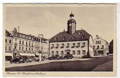 39207 Ak Meerane Markt mit Rathaus um 1940