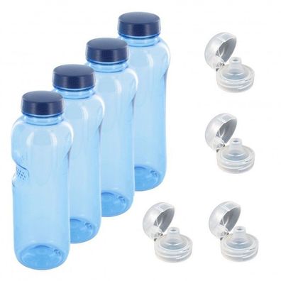 4x 1,0 Tritan Trinkflasche mit Trinkdeckel Flip Top Wasserflasche Fahrrad BPA - frei