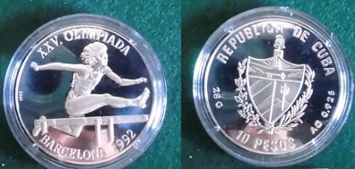 10 Pesos Silber Münze Kuba Olympiade Barcelona 1992 (125740)