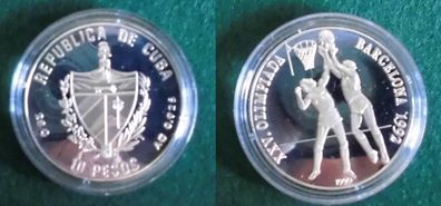 10 Pesos Silber Münze Kuba Olympiade Barcelona 1992 (124925)