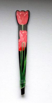 Pinzette gute Qualität Augenbrauen zupfen mit Motiv Tulpe rot schwarz Blume