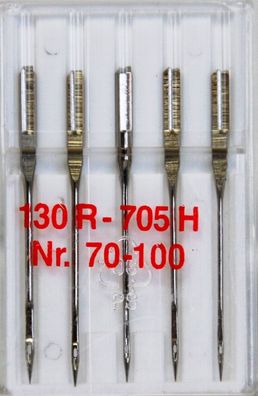 Nähmaschinennadeln Flachkolben Universal 130/705 5 Nadeln 70 - 100
