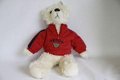 niedliches Plüschtier 40 cm Teddy mit Pullover rot Kindertag Geburtstag Plüschteddy