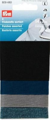 98,75€/1qm) Flickstoff Baumwolle 4x 14x7 cm schwarz grau blau jeans Flicken