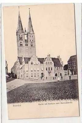 39251 Ak Stendal Markt mit Rathaus und Marienkirche1910