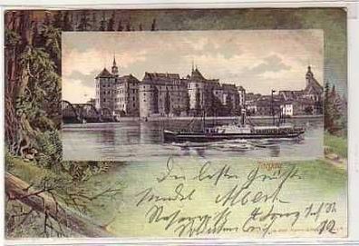 40170 Ak Torgau Elbe mit Dampfer 1902