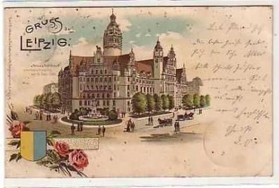 40239 Ak Lithographie Gruß aus Leipzig 1899