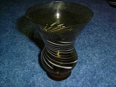 sehr schöne Vase aus Lauscha-olivgrün mit Streifen
