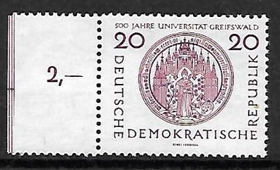 DDR postfrisch Michel-Nummer 543 linkes Seitenrandstück