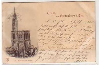 40302 Ak Gruß aus Strassburg im Elsass Münster 1897