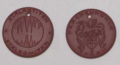 DDR Porzellan Medaille Drachenhöhle Syrau um 1980