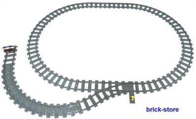 LEGO® Eisenbahn Schienenkreis mit Weiche/ links gerade/ Flex Schienen/ Prellbock